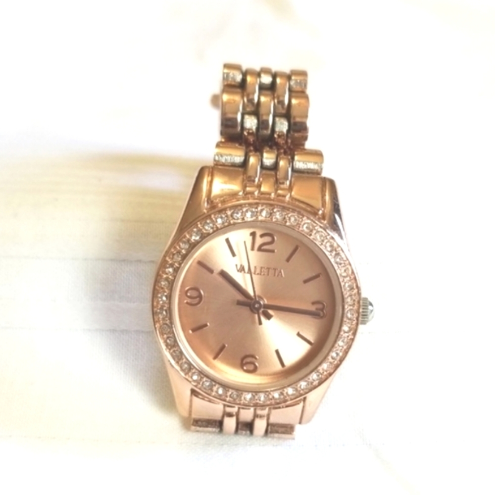 Valetta Rose Gold Rhinestone Wrist Watch
